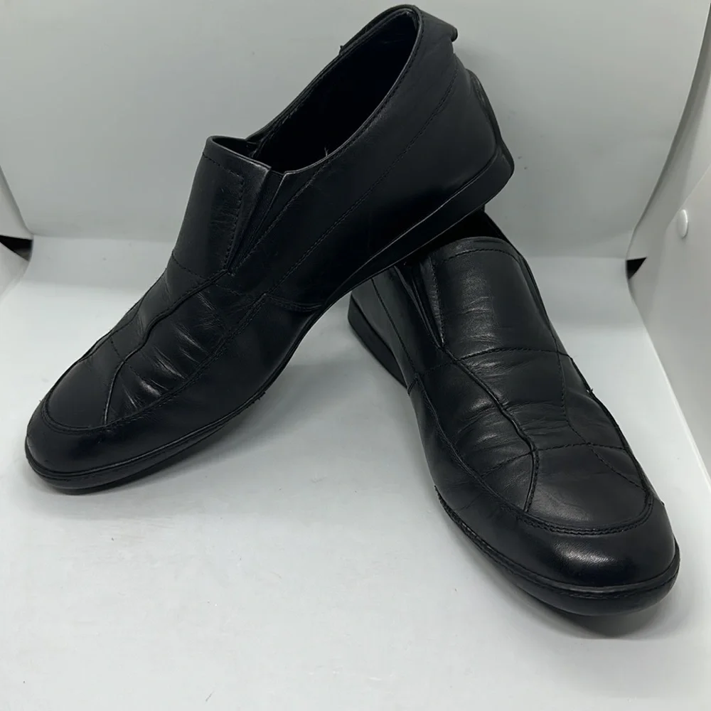 GUCCI shoes black leather loafer slip on flats size 9.5 Luxury comfort - Picture 4 of 13